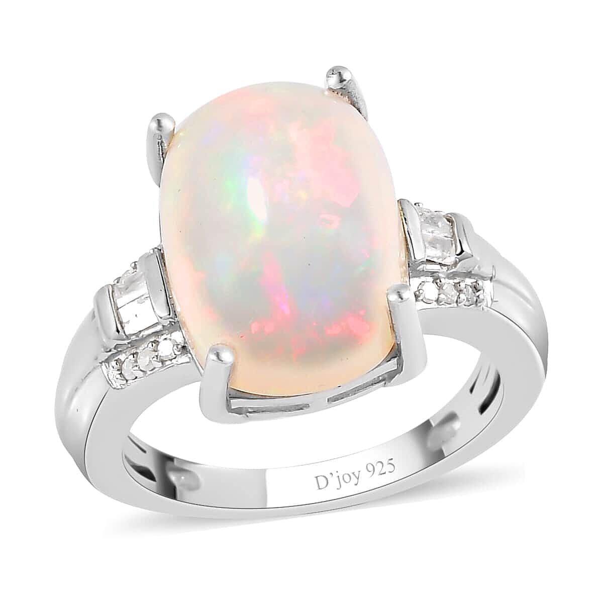 Premium Ethiopian Welo Opal and Diamond Ring in Platinum Over Sterling Silver 5.00 ctw