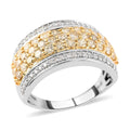 NY Closeout 14K White Gold I2 Natural Yellow and White Diamond 5-Row Ring (Size 6.0) 5 Grams 1.50 ctw - Sticky add to cart bar