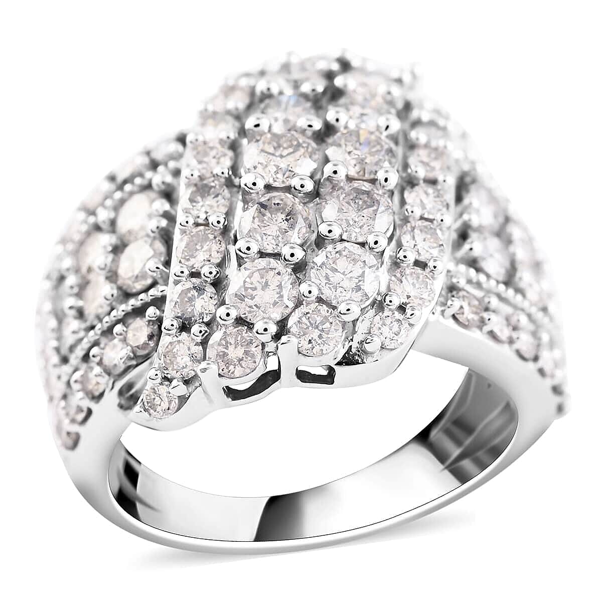 NY Closeout 10K White Gold H-I I2 Diamond Cluster Ring 8.25 Grams 3.00 ctw