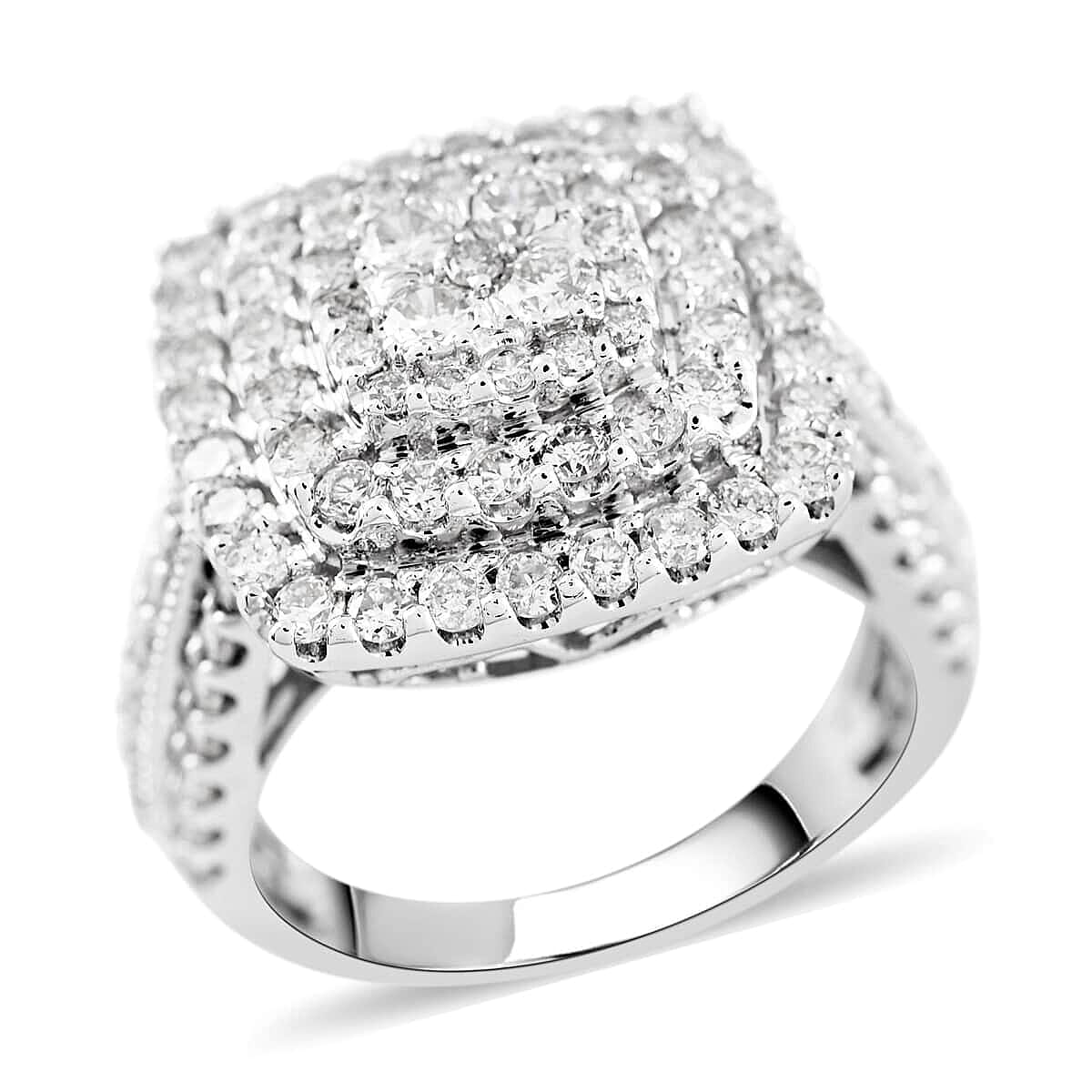 NY Closeout 14K White Gold H-I I1 Diamond Cluster Ring 5.60 Grams 2.00 ctw