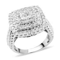 NY Closeout 14K White Gold H-I I1 Diamond Cluster Ring 5.60 Grams 2.00 ctw