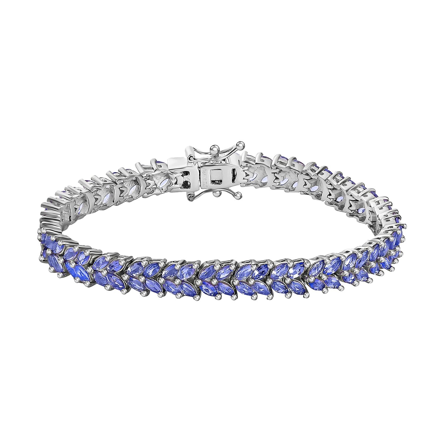 Doorbuster KARIS Tanzanite Double-Row Bracelet in Platinum Bond (6.50 In) 8.65 ctw