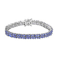 Doorbuster KARIS Tanzanite Double-Row Bracelet in Platinum Bond (6.50 In) 8.65 ctw - Sticky add to cart bar