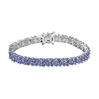Doorbuster KARIS Tanzanite Double-Row Bracelet in Platinum Bond (6.50 In) 8.65 ctw