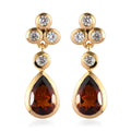 Brazilian Cherry Citrine and White Zircon Drop Earrings in Vermeil Yellow Gold Over Sterling Silver 2.85 ctw - Sticky add to cart bar