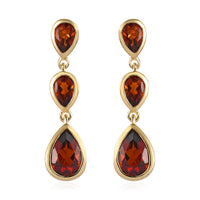 Brazilian Cherry Citrine Dangle Earrings in Vermeil Yellow Gold Over Sterling Silver 3.60 ctw