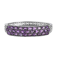 TLV Multi Gemstone Bangle Bracelet in Stainless Steel (6.50 In) 13.30 ctw