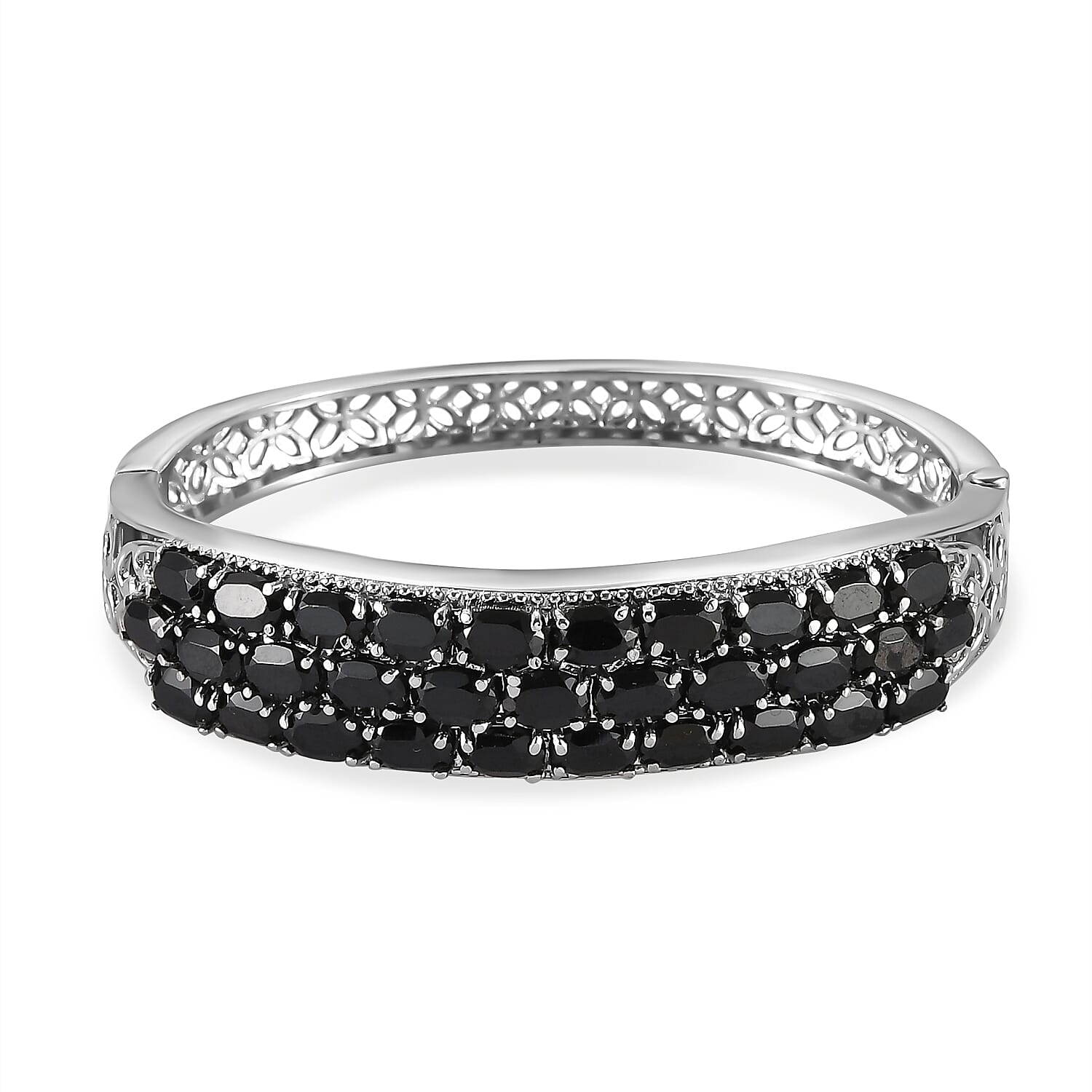TLV Multi Gemstone Bangle Bracelet in Stainless Steel (6.50 In) 13.30 ctw