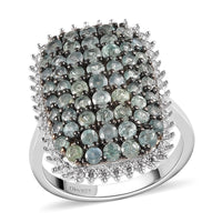 Narsipatnam Alexandrite, Natural White Zircon Cluster Ring in Platinum Over Sterling Silver (Size 10.0) 2.50 ctw