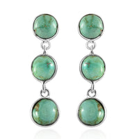 Artisan Crafted Sonoran Gold Turquoise Dangle Earrings in Sterling Silver 6.75 ctw