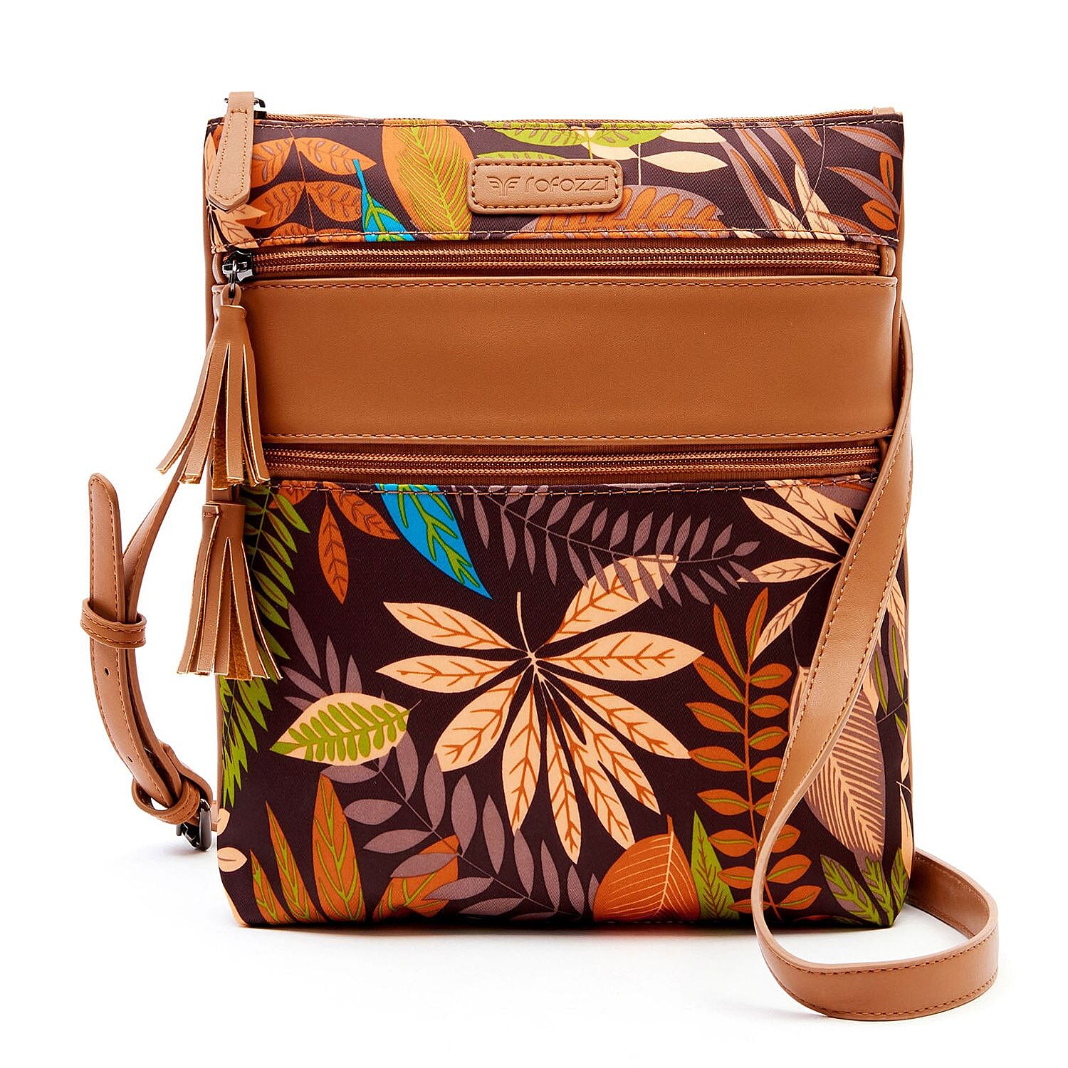 Rofozzi- Multi Leaf Tassel Vegan Leather Crossbody Bag (Eco-friendly)
