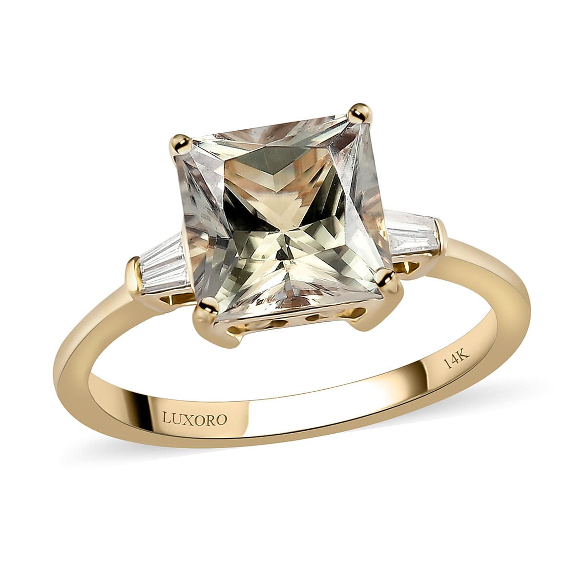 LUXORO 14K Yellow Gold AAA Turkizite and G-H I3 Diamond Ring 2.60 Grams 3.20 ctw