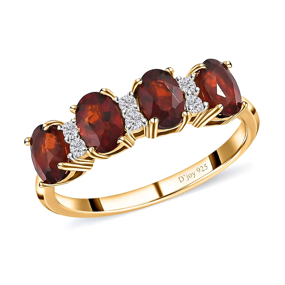 Brazilian Cherry Citrine, Natural White Zircon Ring in Vermeil YG Over Sterling Silver (Size 10.0) 1.90 ctw