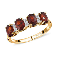 Brazilian Cherry Citrine, Natural White Zircon Ring in Vermeil YG Over Sterling Silver (Size 10.0) 1.90 ctw