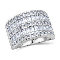 Simulated Diamond 1.70 ctw Ring in Rhodium Over Sterling Silver (Size 5.5)