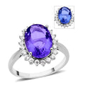 Color Change Fluorite, Natural White Zircon Halo Ring in Rhodium Over Sterling Silver (Size 10.0) 7.60 ctw - Sticky add to cart bar