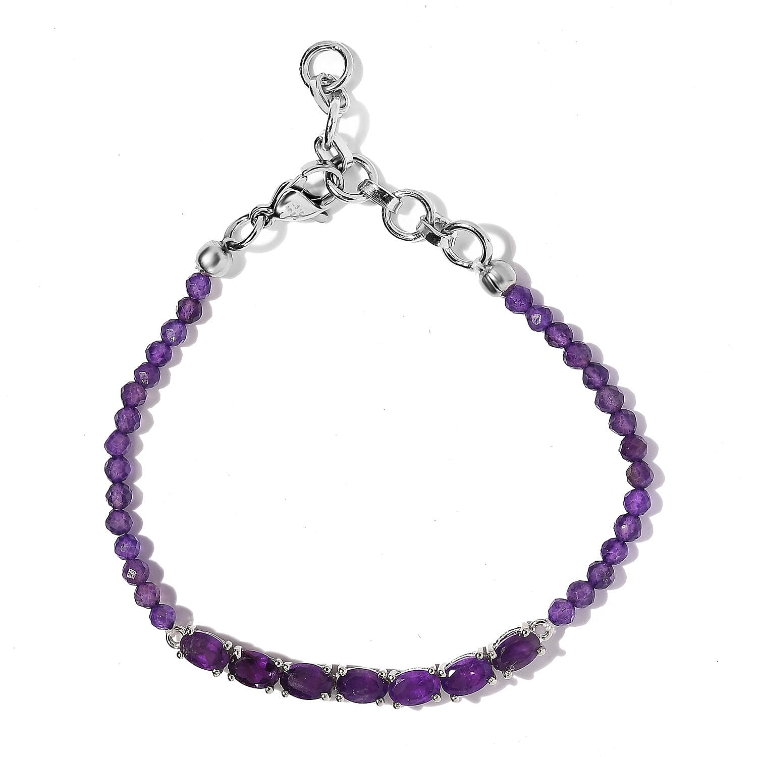 KARIS Natural Thai Black Spinel Beaded Bracelet in Platinum Bond (6.50-8.00In) 10.40 ctw