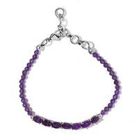 KARIS Natural Thai Black Spinel Beaded Bracelet in Platinum Bond (6.50-8.00In) 10.40 ctw