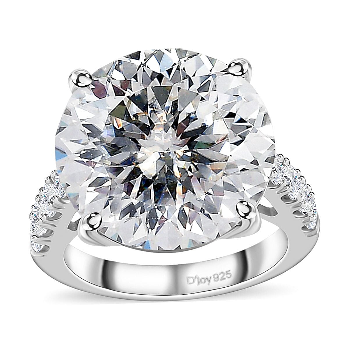 Doorbuster 100 Facet Moissanite Ring in Platinum Over Sterling Silver (Size 10.0) 10.40 ctw