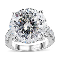 Doorbuster 100 Facet Moissanite Ring in Platinum Over Sterling Silver (Size 10.0) 10.40 ctw