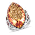 SAJEN SILVER Window Drusy Astral Leopard Gold and Mozambique Garnet Ring in Platinum Over Sterling Silver (Size 10.0) 17.15 ctw - Sticky add to cart bar