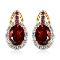 Brazilian Cherry Citrine and Multi Gemstone Stud Earrings in Vermeil Yellow Gold Over Sterling Silver 1.90 ctw