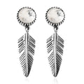 White Buffalo Feather Earrings in Sterling Silver 4.00 ctw - Sticky add to cart bar