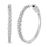 NY Closeout 10K White Gold Diamond Hoop Earrings 7.40 Grams 0.50 ctw