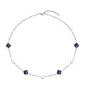 Lapis Lazuli Paper Clip Chain Station Necklace 20-22 Inches in Stainless Steel 32.00 ctw - Sticky add to cart bar