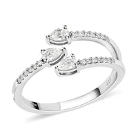 NY Closeout 10K White Gold Diamond Bypass Ring 2.50 Grams 0.33 ctw