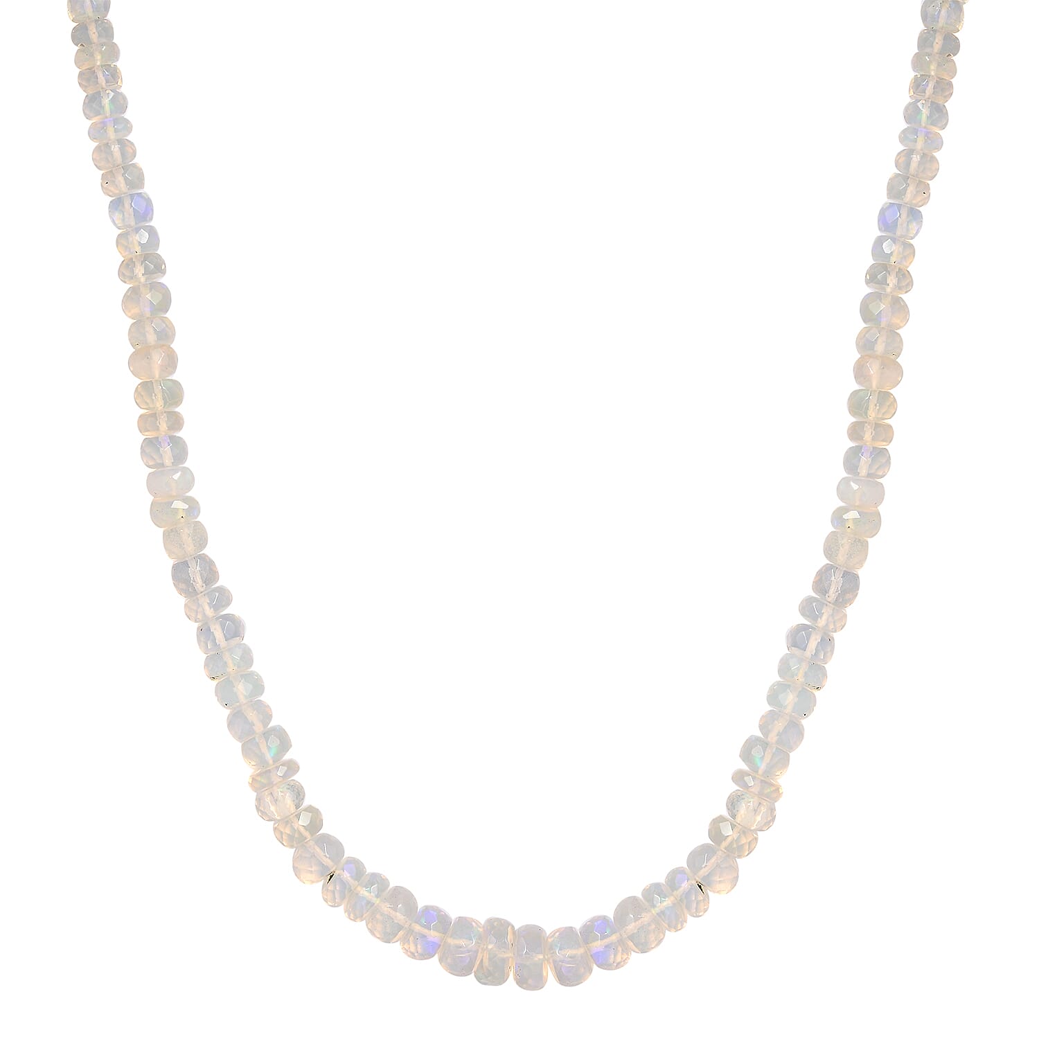 Ethiopian Welo Opal Beaded Necklace 18 Inches in Platinum Over Sterling Silver 67.25 ctw