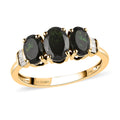 LUXORO 10K Yellow Gold Premium Tanzanian Natural Chrome Tourmaline, Diamond Accent 3 Stone Ring (Size 10.0) 1.55 ctw - Sticky add to cart bar