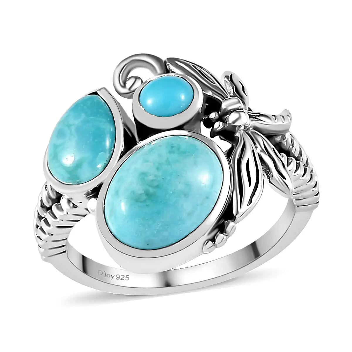 Artisan Crafted Sierra Nevada Turquoise and AMERICAN Natural Sleeping Beauty Turquoise Fancy Ring in Sterling Silver 3.10 ctw