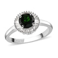 Premium Chrome Tourmaline and Diamond Halo Ring in Platinum Over Sterling Silver (Size 10.0) 1.10 ctw - Sticky add to cart bar