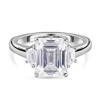 Moissanite Ring in Platinum Over Sterling Silver (Size 10.0) 3.60 ctw