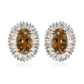 Natural Golden Tanzanite and Diamond Halo Stud Earrings in Vermeil Yellow Gold Over Sterling Silver 1.25 ctw - Sticky add to cart bar