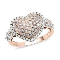 14K Rose Gold Natural Pink and White Diamond SI-I1 Heart Ring (Size 7.0) 5.90 Grams 0.75 ctw