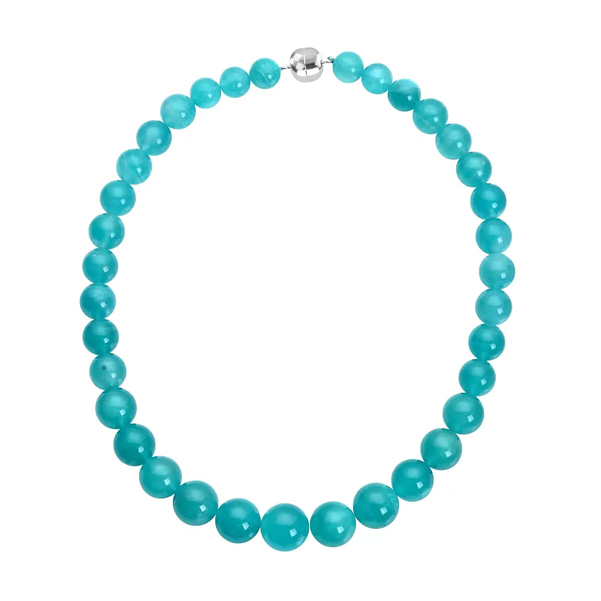 AAA Amazonite Beaded Necklace 20 Inches in Rhodium Over Sterling Silver 450.00 ctw