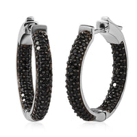 DOORBUSTER Natural White Zircon Hoop Earrings in Platinum Over Sterling Silver 2.00 ctw