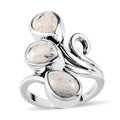 Artisan Crafted White Buffalo 3 Stone Ring in Sterling Silver 3.50 ctw - Sticky add to cart bar