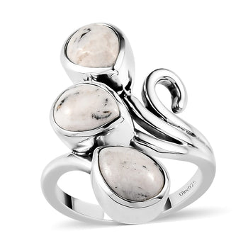 Artisan Crafted White Buffalo 3 Stone Ring in Sterling Silver 3.50 ctw - Product card gallery slide 1 (10176884474169)