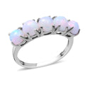 Premium Ethiopian Welo Opal 5 Stone Ring in Platinum Over Sterling Silver 1.75 ctw - Sticky add to cart bar