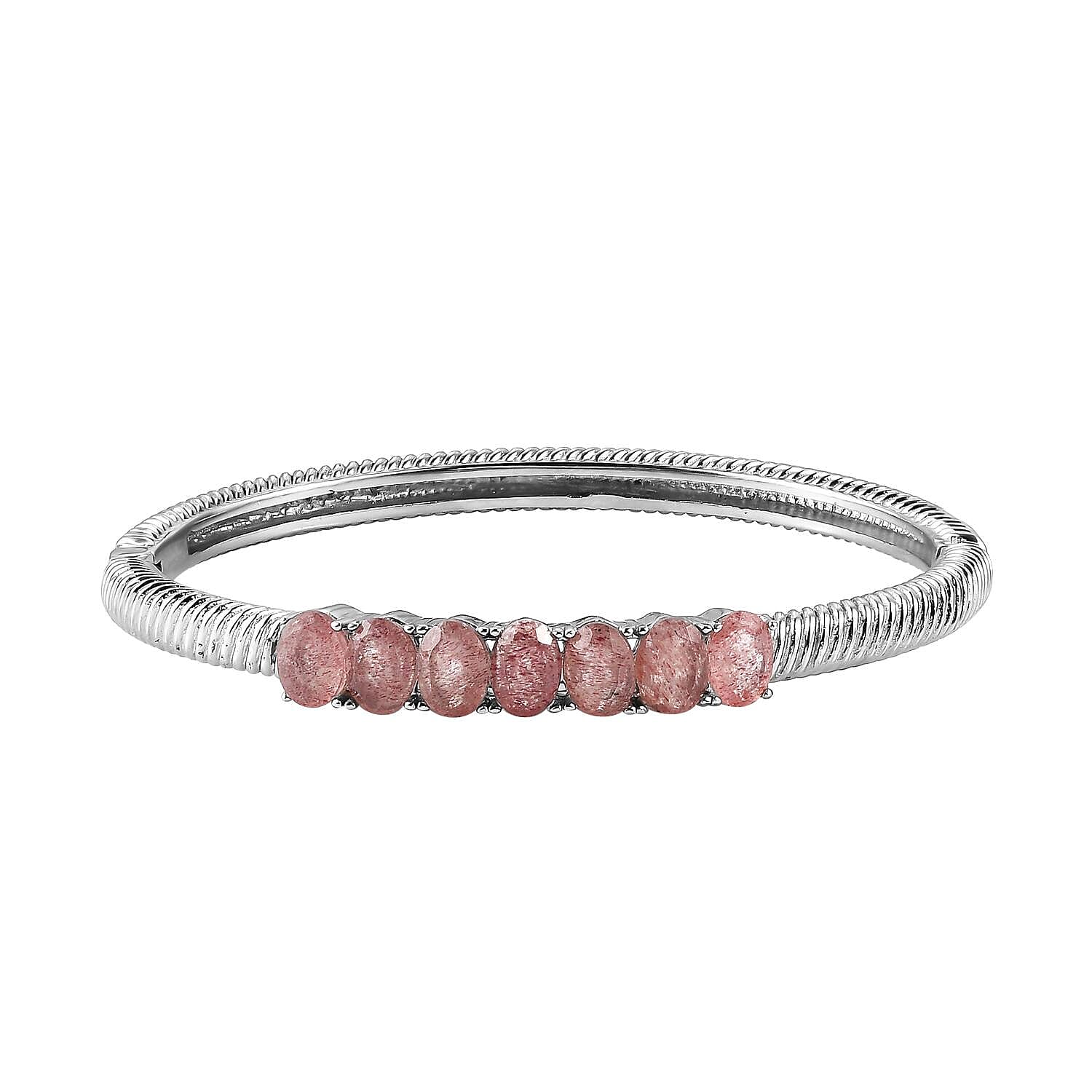Natural Tanzanian Natronite Bangle Bracelet in Stainless Steel (8.00 In) 5.50 ctw