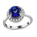 RHAPSODY 950 Platinum AAAA Tanzanite, Diamond (E-F, VS) (0.15 cts) Halo Ring (Size 9.0) (5.25 g) 2.35 ctw - Sticky add to cart bar