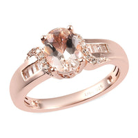 Marropino Morganite, Natural White Zircon Ring in Vermeil RG Over Sterling Silver (Size 10.0) 1.25 ctw
