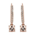Marropino Morganite and Natural White Zircon Lever Back Earrings in Vermeil Rose Gold Over Sterling Silver 1.30 ctw - Sticky add to cart bar