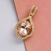 Marropino Morganite and Natural White Zircon Pendant in Vermeil Yellow Gold Over Sterling Silver 2.50 ctw