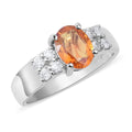 Orange Sapphire and Moissanite VS-EF Ring in Platinum Over Sterling Silver 1.40 ctw - Sticky add to cart bar