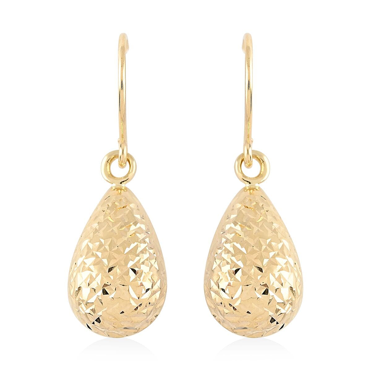 14K Yellow Gold Diamond-Cut Dangle Earrings