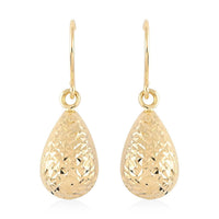 14K Yellow Gold Diamond-Cut Dangle Earrings